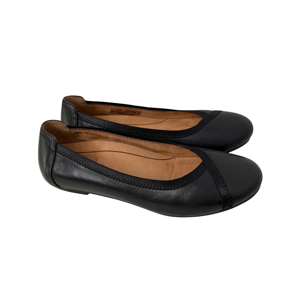 Vionic Caroll Flats Women’s Size 6.5 Black Leather Shoes Comfort Minimalist